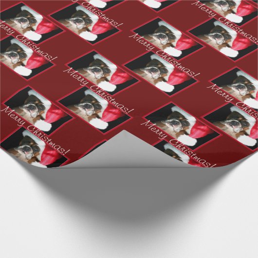 Customizeable Weihnachtsboxer-HundePackpapier Geschenkpapier (Ecke)