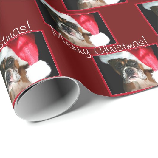 Customizeable Weihnachtsboxer-HundePackpapier Geschenkpapier (Rolleneckpunkt)