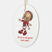 Customizeable Weihnachtsverzierungself Keramik Ornament (Links)