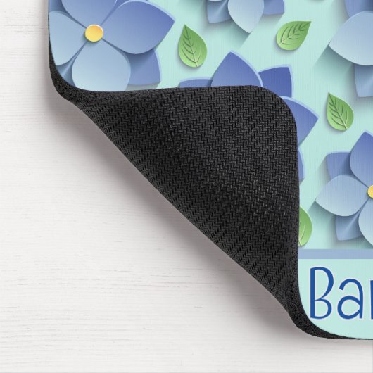 Customized 3 D Flowers In Blue Mousepad (Ecke)