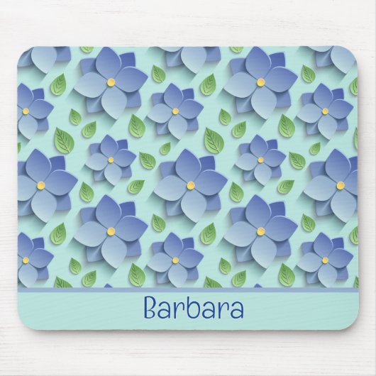 Customized 3 D Flowers In Blue Mousepad (Vorne)