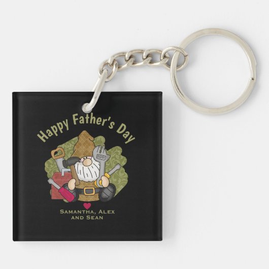 Customized and Personalized Handyman Garden Gnome Schlüsselanhänger (Rückseite)