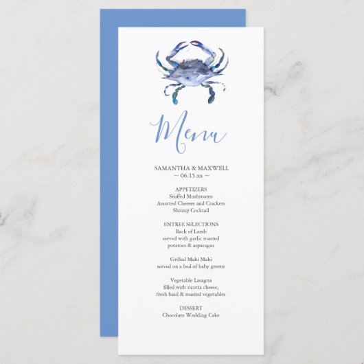Customized Beach Wedding Menu Card Menükarte (Vorne/Hinten)