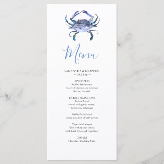 Customized Beach Wedding Menu Card Menükarte (Vorderseite)