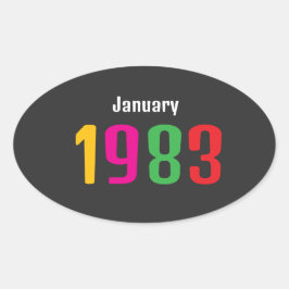 Customized Birthday Month and Year Gift Ovaler Aufkleber