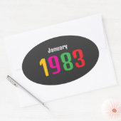 Customized Birthday Month and Year Gift Ovaler Aufkleber (Umschlag)