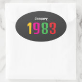 Customized Birthday Month and Year Gift Ovaler Aufkleber (Tasche)