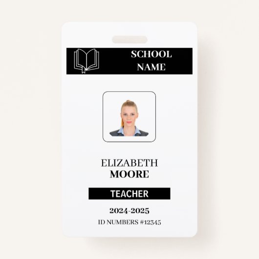 Customized black ID badge for teachers Ausweis (Vorderseite)