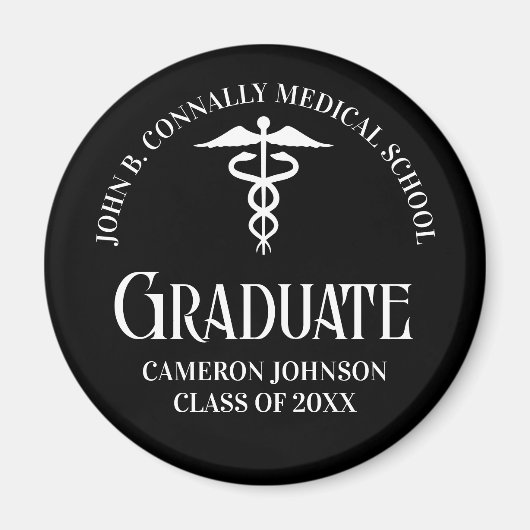 Customized Black Medical School Graduation Party Magnet (Vorne)