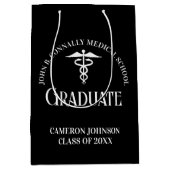 Customized Black Medical School Graduation Party Mittlere Geschenktüte (Vorderseite)