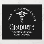 Customized Black Medical School Graduation Party Schaumweinetikett (Einzelnes Label)