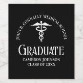 Customized Black Medical School Graduation Party Weinetikett (Einzelnes Label)