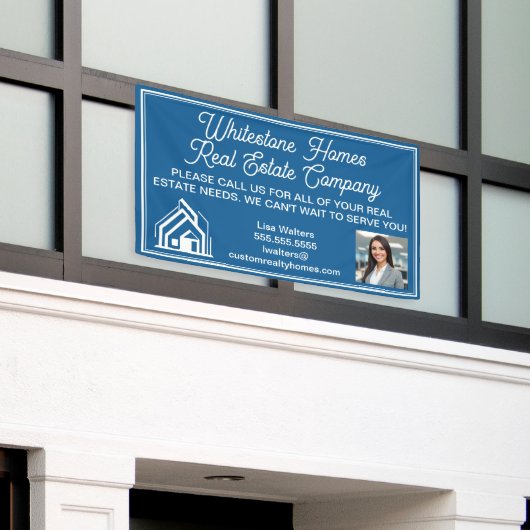 Customized Blue Real Estate Company Marketing Banner (Äußeres Gebäude)