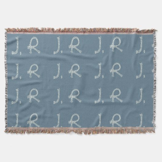 Customized Blue White Rope Knot Monogram Soft Warm Decke (Vorderseite)