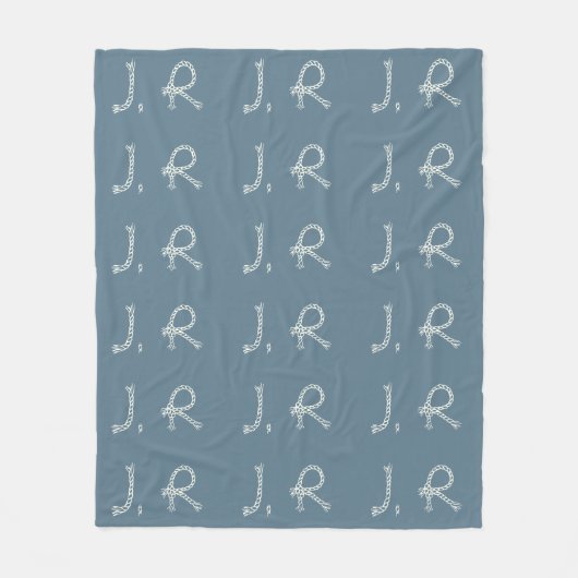 Customized Blue White Rope Knot Monogram Soft Warm Fleecedecke (Vorderseite)