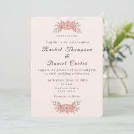 Customized Blush Pink Garden Floral Wedding Einladung
