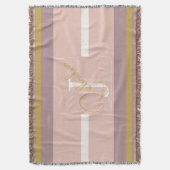Customized Blush Pink Gold Stripe Monogram Chic  Decke (Vorderseite Vertikal)