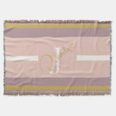 Customized Blush Pink Gold Stripe Monogram Chic  Decke (Vorderseite)