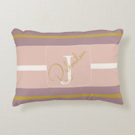 Customized Blush Pink Gold Stripe Monogram Chic  Dekokissen