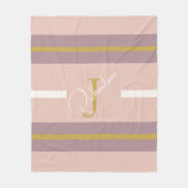 Customized Blush Pink Gold Stripe Monogram Chic Fleecedecke (Vorderseite)