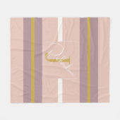 Customized Blush Pink Gold Stripe Monogram Chic Fleecedecke (Vorderseite (Horizontal))