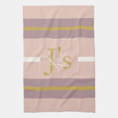 Customized Blush Pink Gold Stripe Monogram Chic  Geschirrtuch (Vertikal)