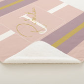 Customized Blush Pink Gold Stripe Monogram Chic Sherpadecke (3/4)