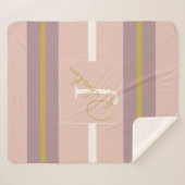 Customized Blush Pink Gold Stripe Monogram Chic Sherpadecke (Vorderseite (Horizontal))