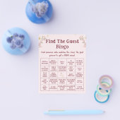 Customized Boho Floral Find The Guest Bingo Game Flyer (Einzeln)