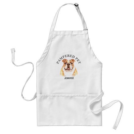 Customized Bulldog Pet Groomer Apron Schürze (Vorne)