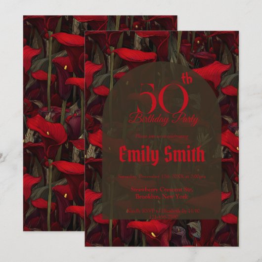 Customized Call Lilies Fantasy Surprise Birthday Einladung (Vorne/Hinten)