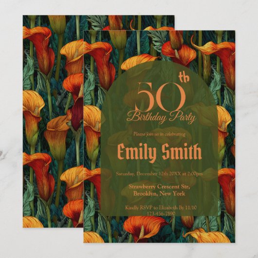 Customized Call Lilies Flower 20Th Birthday Einladung (Vorne/Hinten)