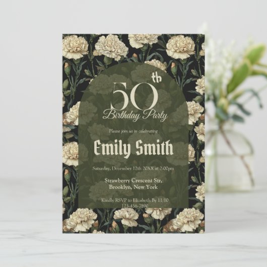 Customized Carnation Petal Party Einladung (Stehend Vorderseite)