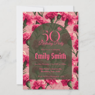 Customized Carnation Sparkle Milestone Birthday Einladung
