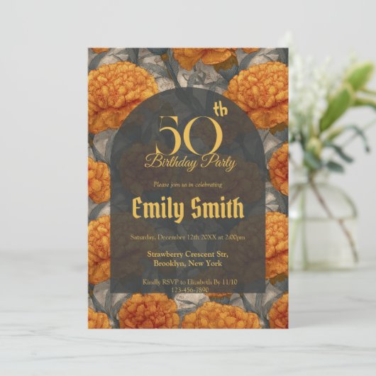 Customized Carnation Themed Spring Birthday Einladung (Stehend Vorderseite)