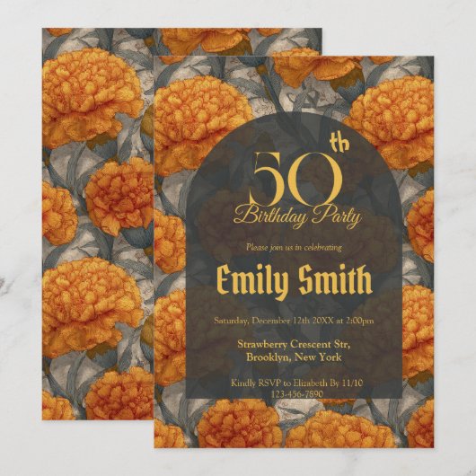 Customized Carnation Themed Spring Birthday Einladung (Vorne/Hinten)