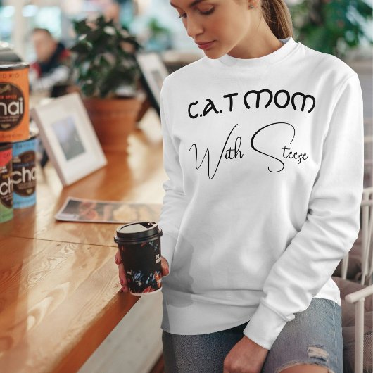 Customized Cat Mom Black Script Funny Pet Lover Sweatshirt