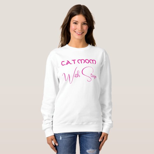 Customized Cat Mom Pink Script Funny Pet Lover Sweatshirt (Vorne ganz)