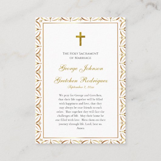Customized Catholic Wedding Prayer Card Platzkarte (Rückseite)