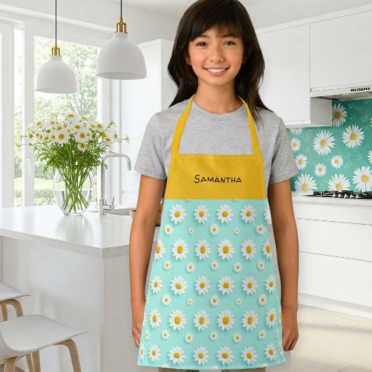 Customized children's apron with orange daisy  schürze