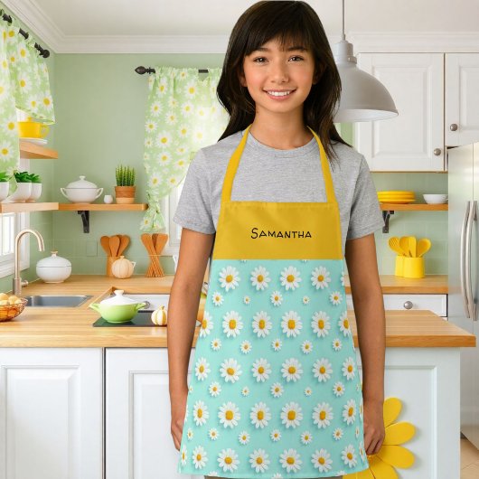 Customized children's apron with orange daisy  schürze