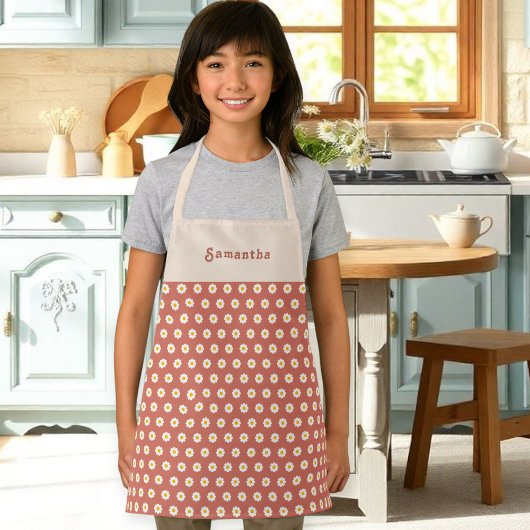 Customized children's apron with orange daisy schürze