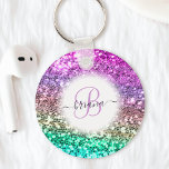 Customized Colorful Glitter Mermaid Monogram Name Schlüsselanhänger<br><div class="desc">Easily personalize this beautiful sparkly faux glitter keychain with your custom handwritten script monogram and name.</div>