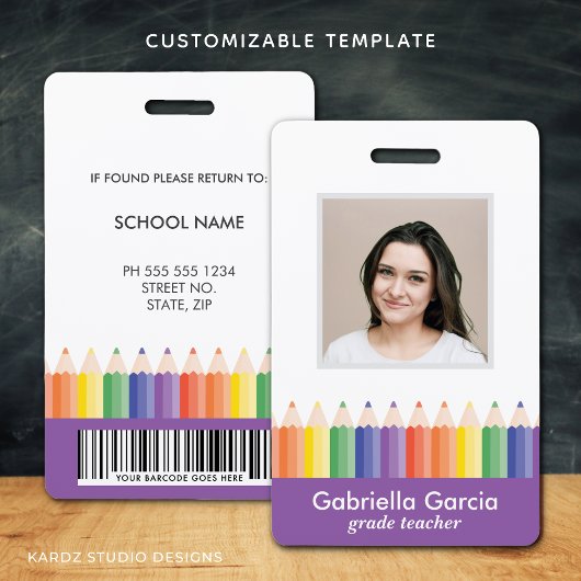 Customized Colorful School Teacher Code ID badge Ausweis