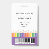 Customized Colorful School Teacher Code ID badge Ausweis (Back)