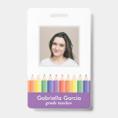 Customized Colorful School Teacher Code ID badge Ausweis (Front)