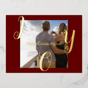 Customized Couple Joy Frohe Weihnachten Folien Feiertagspostkarte