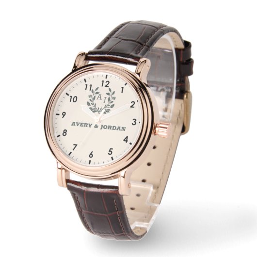 Customized Couple’s Silver or Golden Wedding Gift Armbanduhr (Winkel)