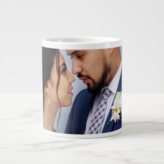 Customized Couple Wedding Photo Jumbo-Tasse (Vorderseite)