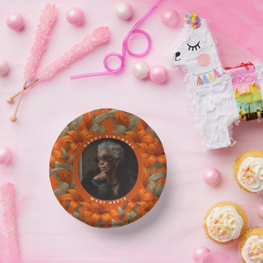 Customized Custom Lilies Flower Summer Party Pappteller (Party)